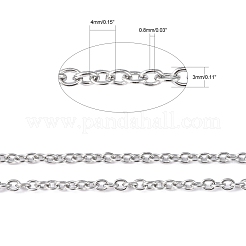 Tarnish Resistant 3.28 Feet 304 Stainless Steel Cable Chains&nbsp;X-CHS-R008-12