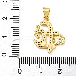Rack Plating Brass Micro Pave Clear Cubic Zirconia Pendants&nbsp;KK-Z063-35G