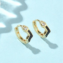 Brass Micro Pave Clear Cubic Zirconia Hoop Earrings&nbsp;EJEW-A132-12G