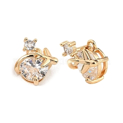 Brass Micro Pave Cubic Zirconia Pendants&nbsp;KK-C155-01G-01