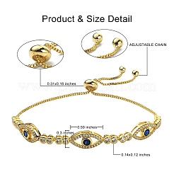 Horse Eye Cubic Zirconia Slider Bracelet&nbsp;BJEW-SZ0002-08A