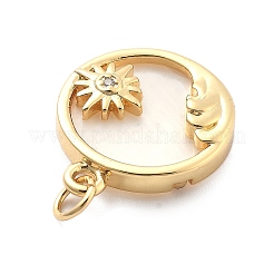 Rack Plating Brass with Cubic Zirconia Pendants and Shell&nbsp;KK-Q017-11G