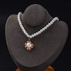PVD Vacuum Plating 304 Stainless Steel Colorful Cubic Zirconia Rhombus Pendant Necklaces&nbsp;STAS-Z114-23G