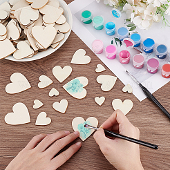 4 Styles Unfinished Wooden Heart Decoration Sheet&nbsp;WOOD-PH0003-27