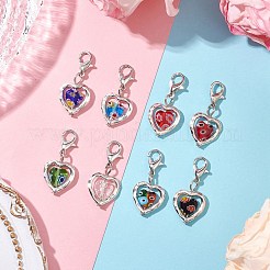 Heart Millefiori Glass & Alloy Pendant Decorations&nbsp;HJEW-JM02836
