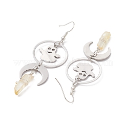 Natural Quartz Crystal & 201 Stainless Steel Dangle Earrings&nbsp;EJEW-TA00429