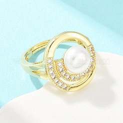 Brass Micro Pave Cubic Zirconia Finger Rings for Women&nbsp;RJEW-D340-02G-05