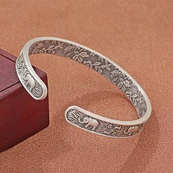 Thailand Elephant Pattern Alloy Cuff Bangles for Men Women&nbsp;FS-WG2CEA0-01