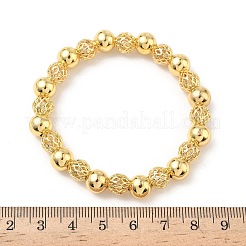 Brass Round Beaded Stretch Bracelets for Women&nbsp;BJEW-B148-04B-G
