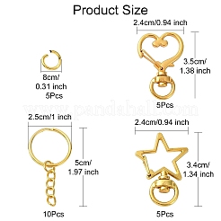 10Set 2 Styles Star Alloy Swivel Clasps with 10Pcs Iron Split Key Rings&nbsp;PURS-YW0001-01A