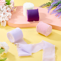 4 Rolls 4 Colors Frayed Polyester Ribbon&nbsp;OCOR-TA0002-87A