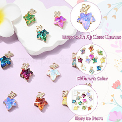 11Pcs 11 Colors Brass with K9 Glass Charms&nbsp;KK-CJ0004-07