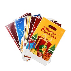 50Pcs 4 Styles Christmas Printed OPP Cellophane Packaging Bags with Die Hole Handles&nbsp;ABAG-C013-06