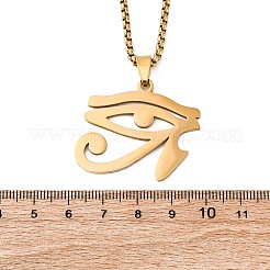 201 Stainless Steel Eye of Ra Pendant Necklaces for Women&nbsp;NJEW-S440-12G