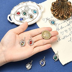 12Pcs 6 Colors Alloy Glass Pendants&nbsp;ALRI-YW0001-33