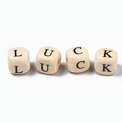 Natural Maple Wood Printed Beads&nbsp;X-WOOD-Q030-36