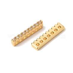 Brass Micro Pave Clear Cubic Zirconia Spacer Bars&nbsp;KK-Z149-03G
