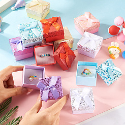 12Pcs 6 Colors Bowknot Cardboard Paper Ring Gift Storage Boxes&nbsp;CON-TA0001-28