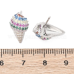 Brass Micro Pave Cubic Zirconia Stud Earrings&nbsp;EJEW-Q015-16P