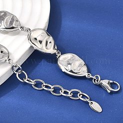 316L Surgical Stainless Steel Textured Flat Teardrop Link Chain Necklaces&nbsp;NJEW-D297-03P