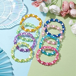 8Pcs 8mm Faceted Round & Heart Acrylic Beaded Stretch Bracelet Sets&nbsp;BJEW-JB10240-02