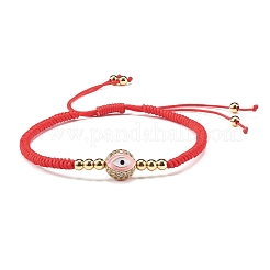 Round with Evil Eye Braided Bead Bracelet for Girl Women&nbsp;BJEW-JB06974