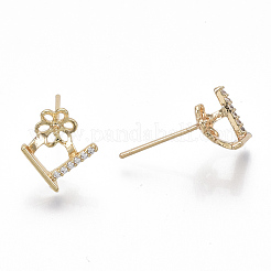 Brass Micro Pave Cubic Zirconia Earring Findings&nbsp;KK-S356-050G-NF