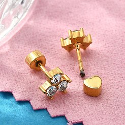Ion Plating(IP) 304 Stainless Steel Stud Earrings&nbsp;EJEW-A118-12G-02