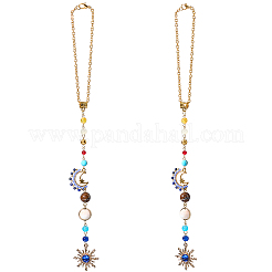 2Pcs Glass & Shell Pendant Decorations&nbsp;HJEW-SC0002-68