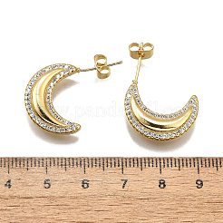 Brass Micro Pave Clear Cubic Zirconia Stud Earrings for Women&nbsp;EJEW-U056-03G