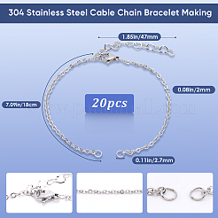 20Pcs 304 Stainless Steel Cable Chain Bracelet Making&nbsp;AJEW-SP0001-01