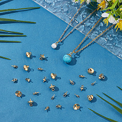 56Pcs 4 Styles Brass Cup Pearl Peg Bails Pin Pendants&nbsp;KK-ME0001-74G