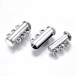 3-Strands Brass Magnetic Slide Lock Clasps&nbsp;KK-Q740-16P