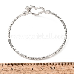 304 Stainless Steel Crystal Rhinestone Heart Cuff Bangles for Women&nbsp;SA-CBA2192-06P