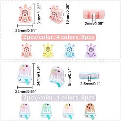 16Pcs 8 Style Food Grade Eco-Friendly Silicone Beads&nbsp;SIL-CA0001-48