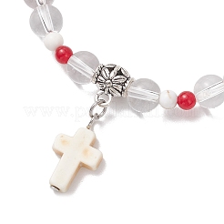 Synthetic Turquoise Cross Charm Bracelets&nbsp;BJEW-JB12190-02