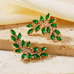 Shiny and Simple Fashion Brass Leaf Stud Earrings&nbsp;YK8421-2