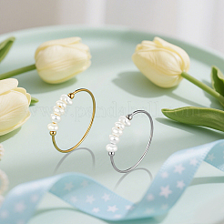 2Pcs 2 Colors Stainless Steel Finger Rings for Women&nbsp;RJEW-GO0001-08
