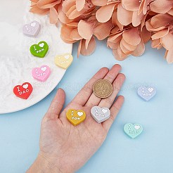 9pcs 9 colors Heart with Word Dad & Mom Silicone Beads&nbsp;SIL-FH0001-12