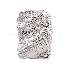 Non-Tarnish Hammered Rectangle 304 Stainless Steel Open Cuff Ring for Women Men&nbsp;RJEW-Z038-01P
