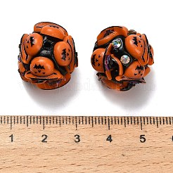 Halloween Theme Polymer Clay Rhinestone Beads with Resin&nbsp;RESI-Z045-02B-03