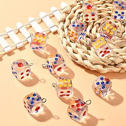 Transparent Resin Dice Pendants&nbsp;RESI-CJ0002-49