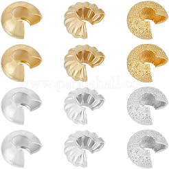 180Pcs 6 Styles Brass Crimp Beads Covers&nbsp;FIND-BBC0004-87