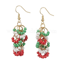 Brass Glass Chip Dangle Earrings&nbsp;EJEW-TA00724
