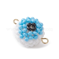 Halloween Glass Peal & Glass Seed Beaded Round Eye Links Connector Charms&nbsp;PALLOY-MZ00948-07