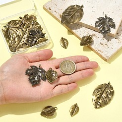 20Pcs 4 Styles Tibetan Style Alloy Leaf Pendants&nbsp;TIBEP-YW0002-39