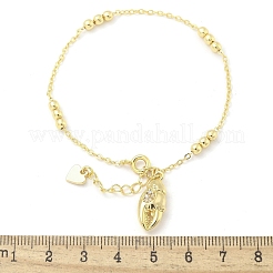 Brass Micro Pave Clear Cubic Zirconia Charm Bracelets for Women&nbsp;BJEW-C083-13G