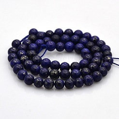 Dyed Natural Lapis Lazuli Round Beads Strands&nbsp;G-N0120-01-6mm