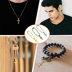 60Pcs 3 Colors Alloy Cross Pendant Decoration&nbsp;HJEW-YW00042