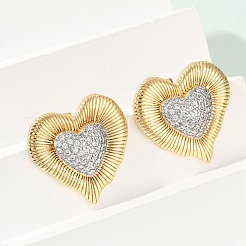 Brass Micro Pave Clear Cubic Zirconia Stud Earrings&nbsp;EJEW-C134-01G
